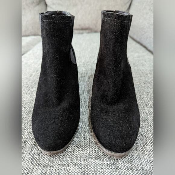 Lucky Brand Parsia Suede Western Chelsea Booties Heeled Black Women's Size 10 - Picture 4 of 8